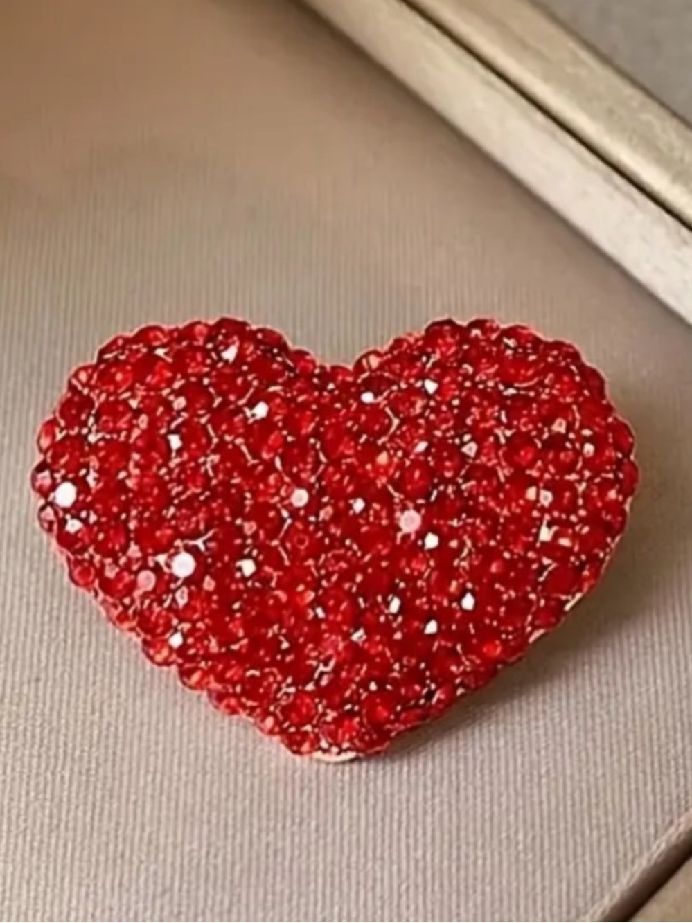 Red Crystal Heart Brooch - Women's Jewelry